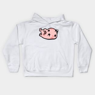 Cute Cartoon Piggy Rolling in Bliss Kids Hoodie